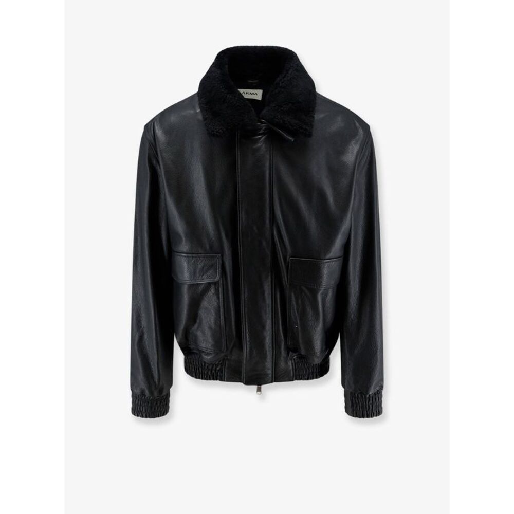 Arma Men Bari Leather Jacket With Faux Fur Collar